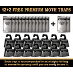 Maxguard Clothes Moth Traps (12+2 Free Traps) Extra Strength Pheromones | Non-Toxic Sticky Glue Trap For Closets And Carpet Moths | No Mothballs | Lure, Trap And Kill Case-Bearing Webbing Moths |