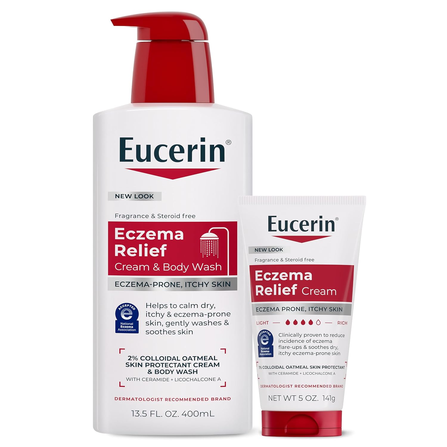 Eucerin Eczema Relief Complete Care Bundle With Eucerin Eczema Relief Body Wash, 13.5 Fl Oz, And Body Cream, 5 Oz