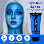 Go Ho Royal Blue Face Body Paint Washable(2.37Oz/Pc),Water Based Cream Blue Face Paint,Smurf Mystique Avatar Clown Makeup,Blue Body Paint For Sfx Cosplay Costumes Festivals Halloween Makeup