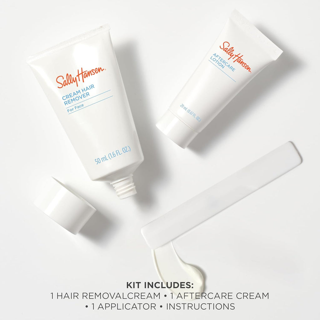 Sally Hansen Hair Remover for Face | Cream Depilatory + Aftercare Lotion | Sweet Almond & Shea Butter Infused