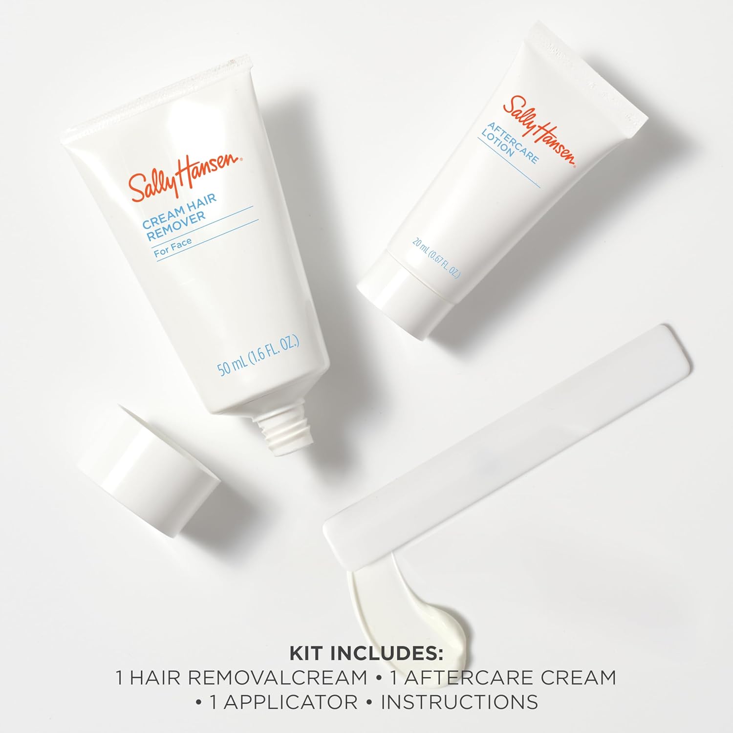 Sally Hansen Hair Remover for Face | Cream Depilatory + Aftercare Lotion | Sweet Almond & Shea Butter Infused