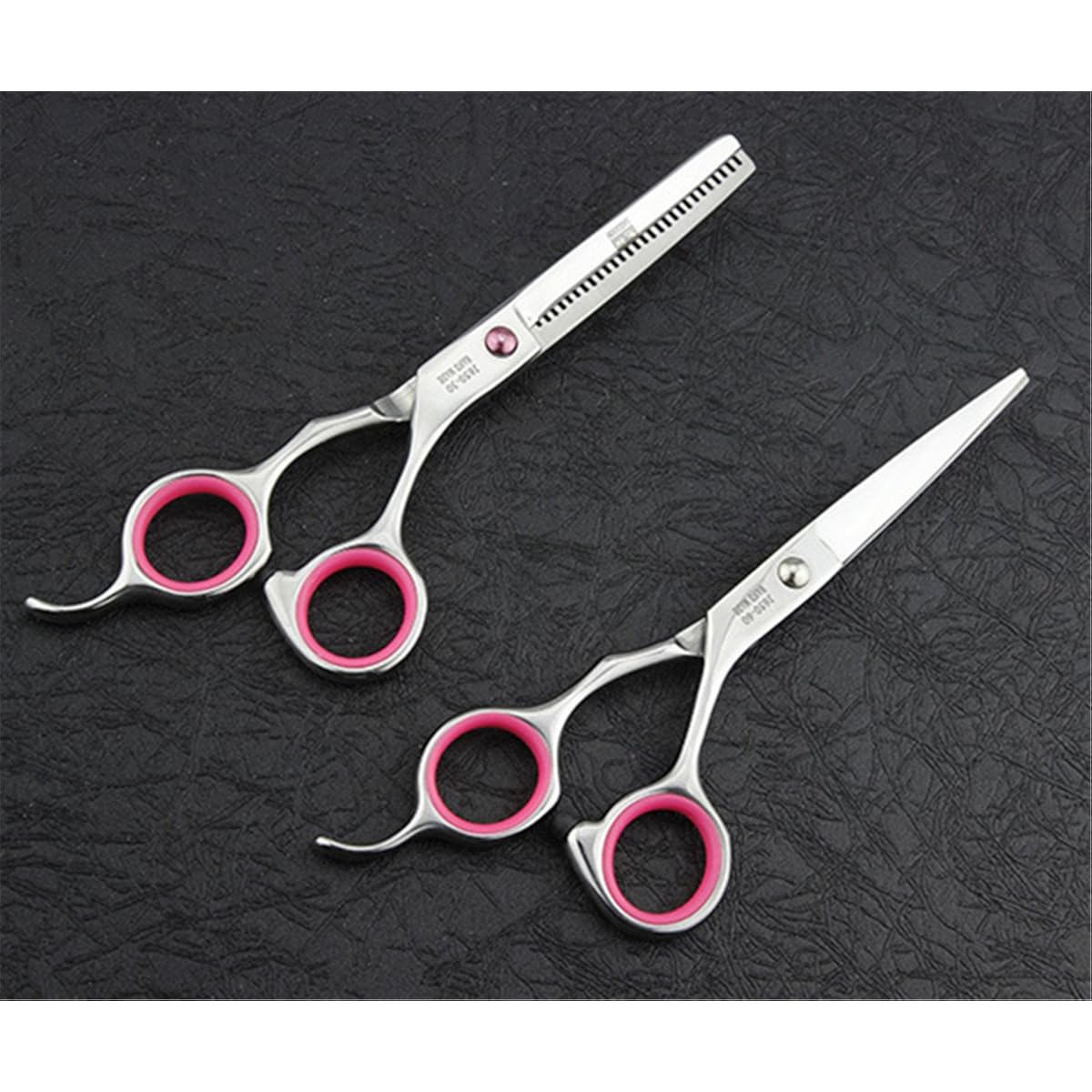 Professional Hair Cutting Scissors Shears Barber Thinning Set Kit- Family Hair Cutting,Barber Hair Cutting Tool Thinning Texturizing/Pink 6"