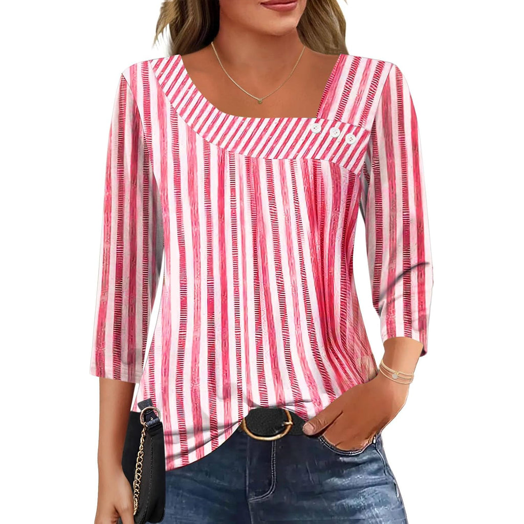 LOMON Womens 3/4 Length Sleeve T Shirts Asymmetrical Neck Tops Business Blouses for Women Fashion 2026