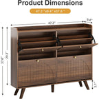 Decofy 47.2” Shoe Cabinet With 4 Flip-Down Drawers, Three Adjustable Levels, Freestanding Wooden Shoe Rack, Suitable For Entryway, Hallway, And Living Room (Walnut)