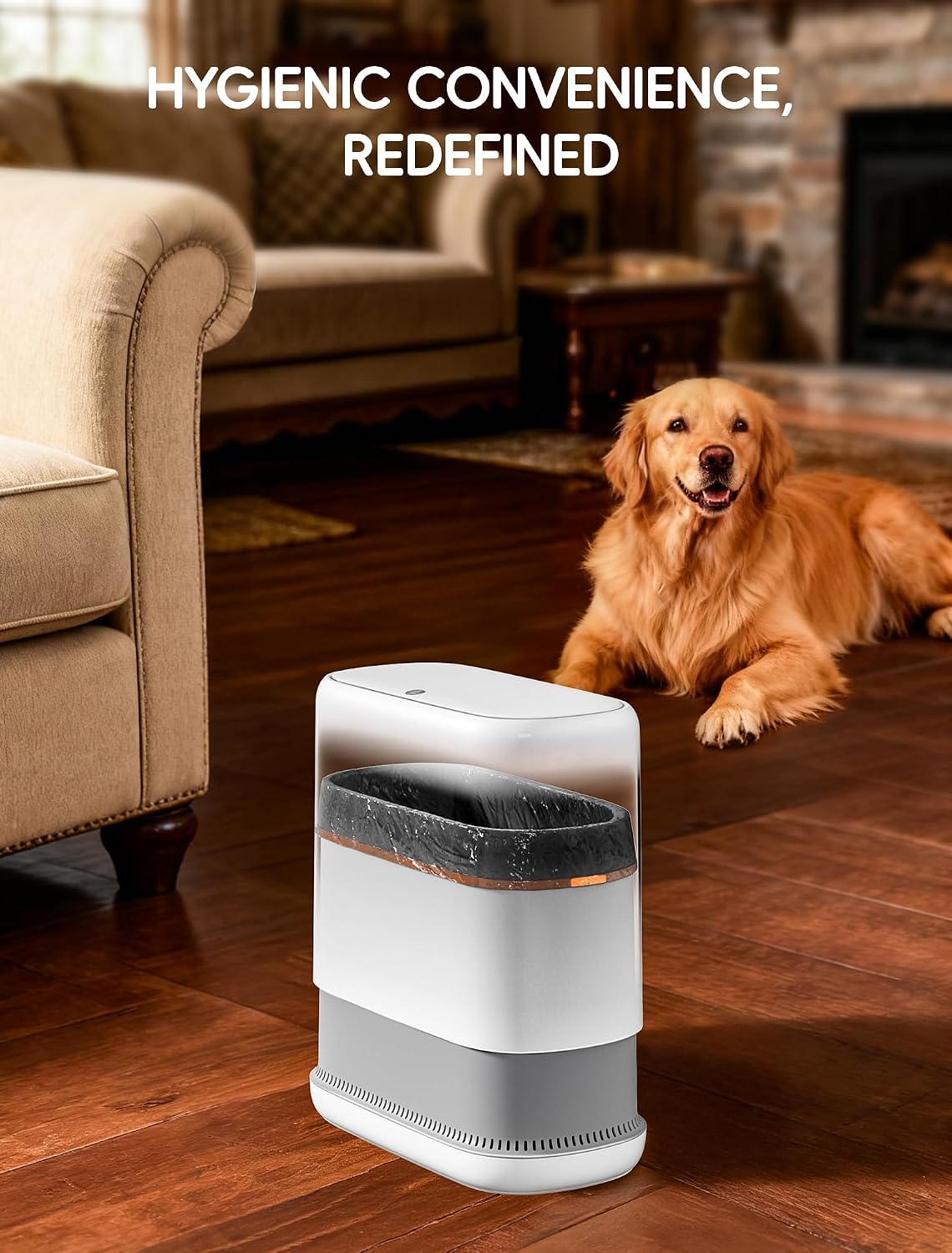 Dog Proof Small Bathroom Trash Can With Lid, Slim Press Top Garbage Can, Narrow White Plastic Waste Basket, For Bathroom Bedroom Office 3.1 Gal With 5 Rolls 75 Trash Bags