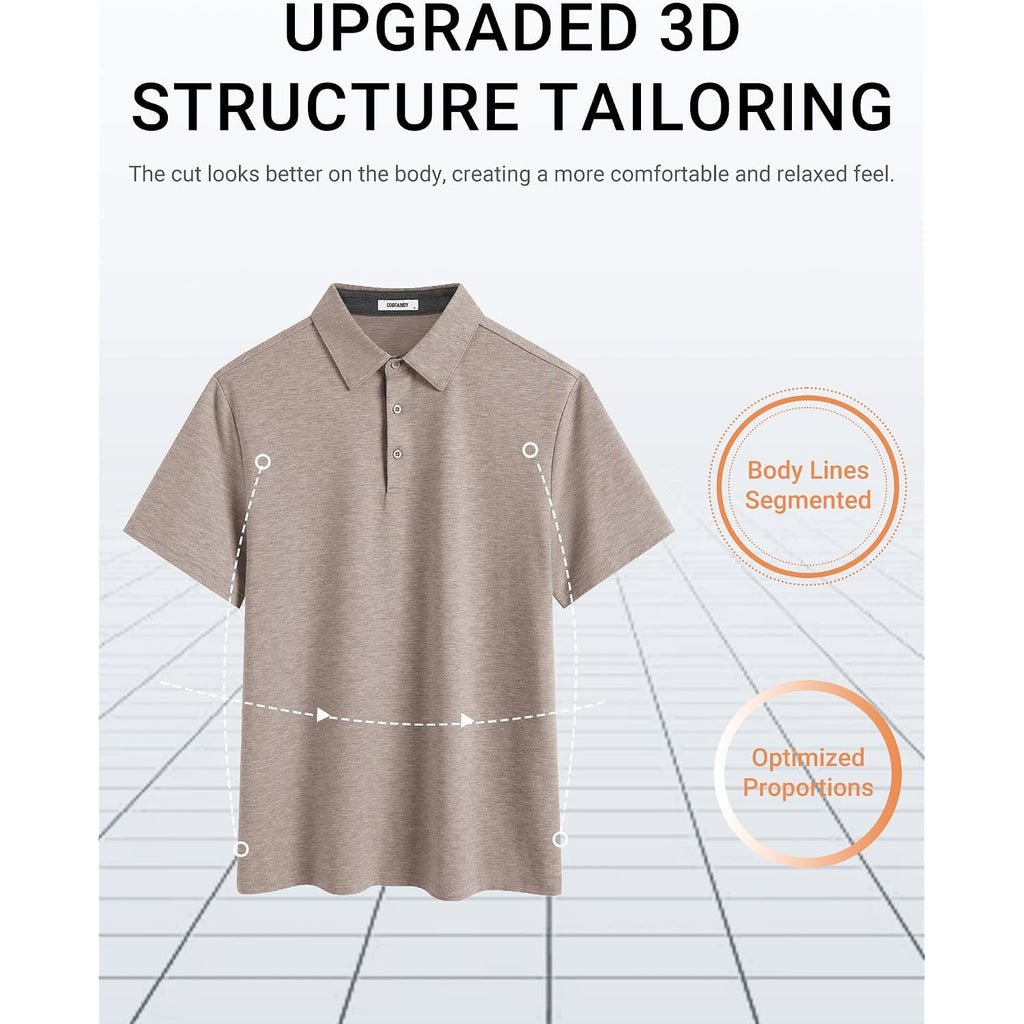 Coofandy Mens Polo Shirts Short Sleeve Casual Summer Polo Tee Classic Collared Golf Stylish Tops