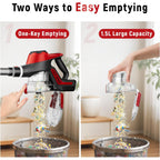 Cordless Vacuum Cleaner For Home, Stick Vacuum 45Kpa, Smart Display & 1.5L Dust Cup, Max 40Mins Runtime, Rechargeable Lightweight Handheld Vavuum For Pet Hair/Carpet/Hardwood Floor/Car (Crimson)
