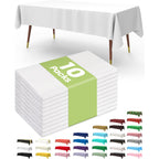 Pureegg Plastic Table Cloth 10 Pack, 54 x 108 Inch Disposable Table Cloths for Party, Picnic and Wedding, Rectangle, White