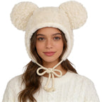 Fuzzy Bear Beanie Hat Faux Fur Trapper Cap Windproof Thermal Ushanka Plush Trooper Hat Winter Warm Sherpa Peruvian Cap Women