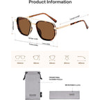 SOJOS Retro Polarized Aviator Sunglasses for Women Men Square Shades Tangle Free UV400 Protection Running Fishing SJ2754 Demi&gold