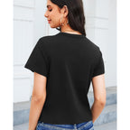 Stelle Women's Cotton T-Shirts Crewneck Short Sleeve Basic Tees Summer Casual Solid Crop Tops