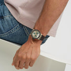 Swatch Chrono 42 Unisex Watch Dress Stainless Steel Beige Quartz Waterproof Obsidian Ink