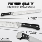 Cutluxe Brisket Knife – 12" Carving & Slicing Knife For Meat & Bbq – Razor Sharp German Steel, Sheath Included, Ergonomic Full Tang Handle Design, Grilling Gifts For Men – Artisan Series