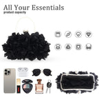 JAMBHALA Women Elegant Evening Purse, Small Floral Clutch Bag with Detachable Chain for Wedding, Party, Prom