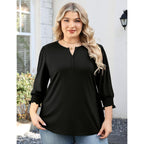 LOMON Womens Plus Size Tops 3/4 Sleeve Blouses Shirts Casual V Neck Loose Tunic Tops 1X-5X