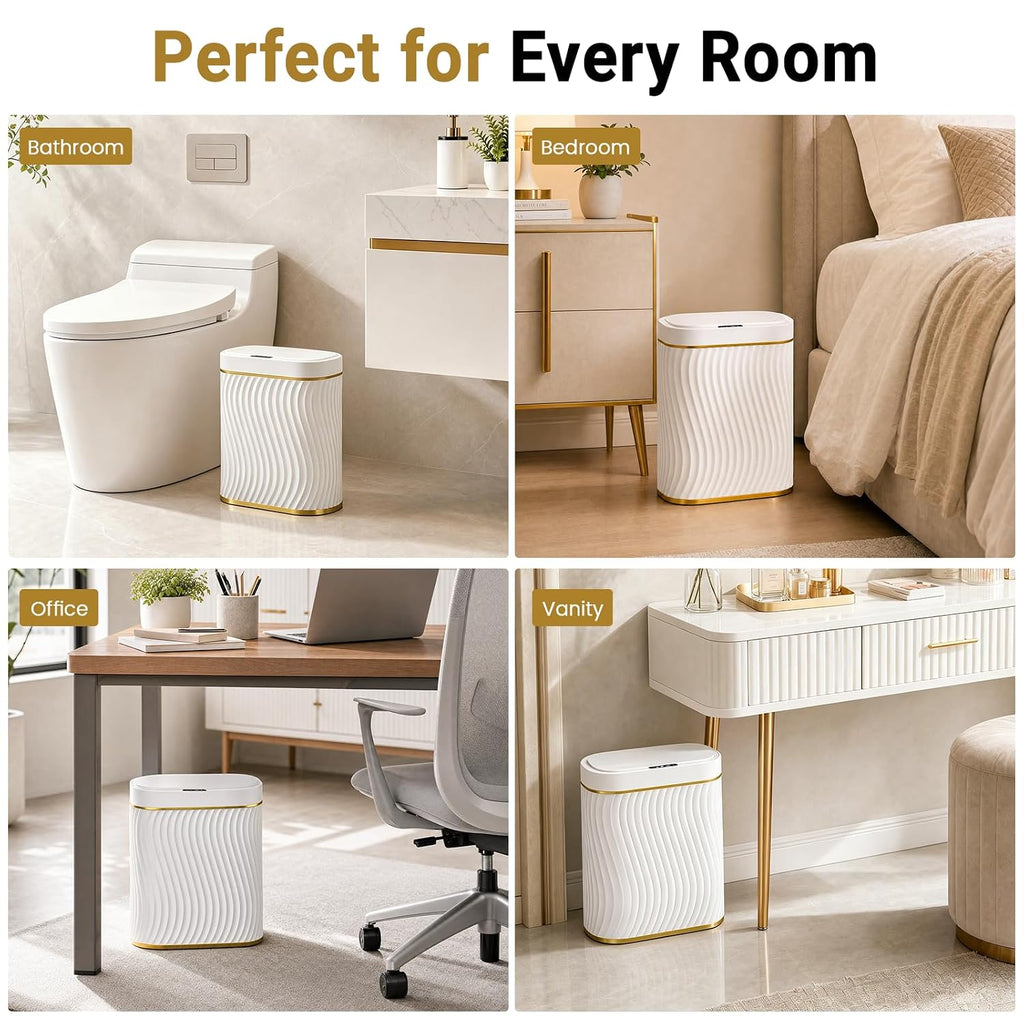 Bathroom Trash Can With Lid, 5 Gallon Automatic Touchless Garbage Can, Motion Sensor Smart Trash Bin, Slim Waterproof Waste Bin For Living Room, Bedroom, Office, Kitche