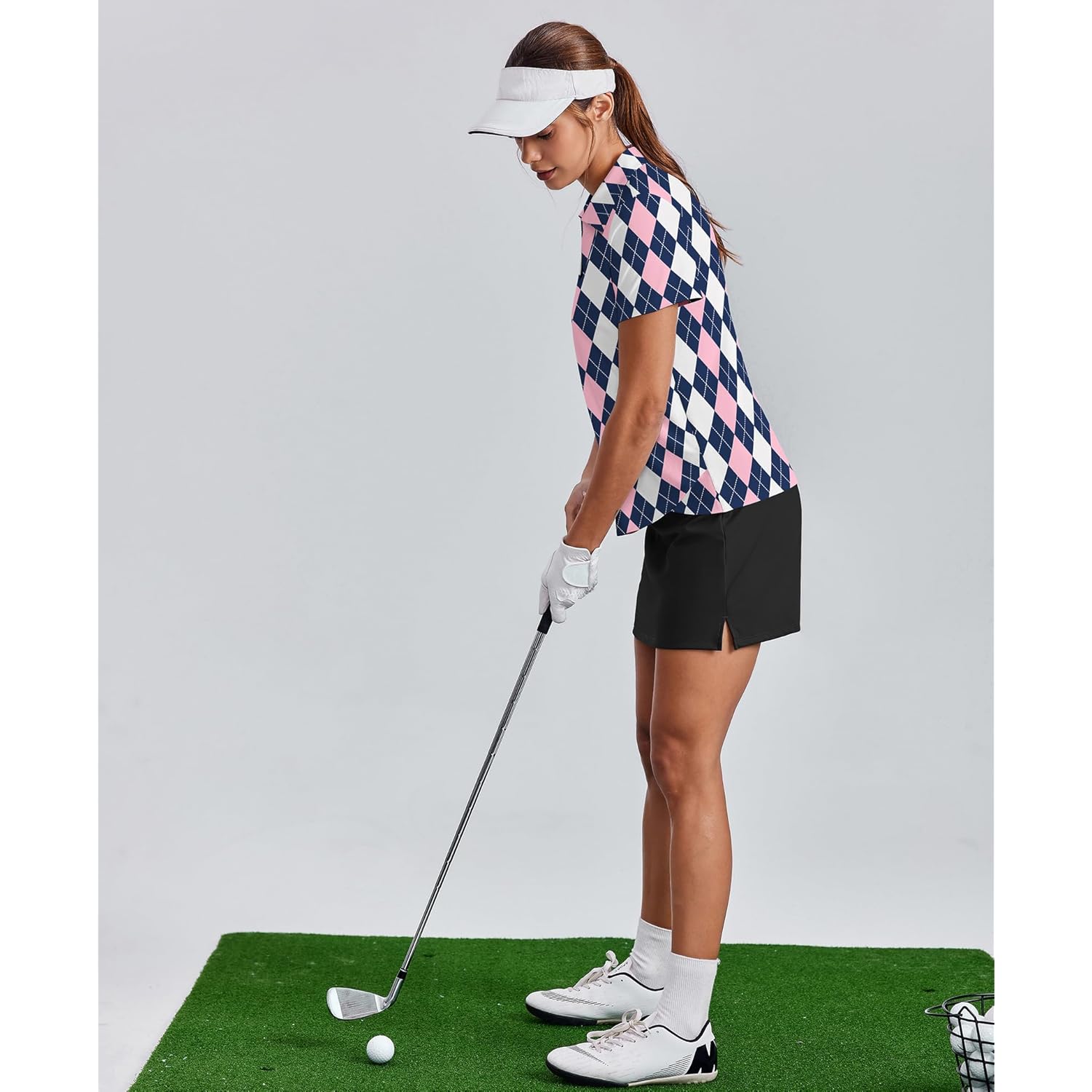 Womens Golf Shirt Short Sleeve Polo Shirts UPF 50+ Tennis Top V-Neck Workout Tops Collared Activewear T-Shirts