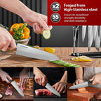 Sunhouse Chef Knife 7.5 Inch Ultra Sharp Kitchen Knife - High Carbon Stainless Steel, Ergonomic Non-Slip Handle, Apartment Essentials, Fathers Day Gift for Dad Husband Him