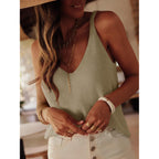 Tankaneo Womens Knit Sweater Tank Tops Casual Summer V Neck Loose Fit Sleeveless Camisole Shirts