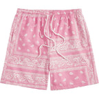Floerns Men'S Boho Paisley Graphic Print Drawstring Waist Essentials Summer Bandana Shorts With Pocket