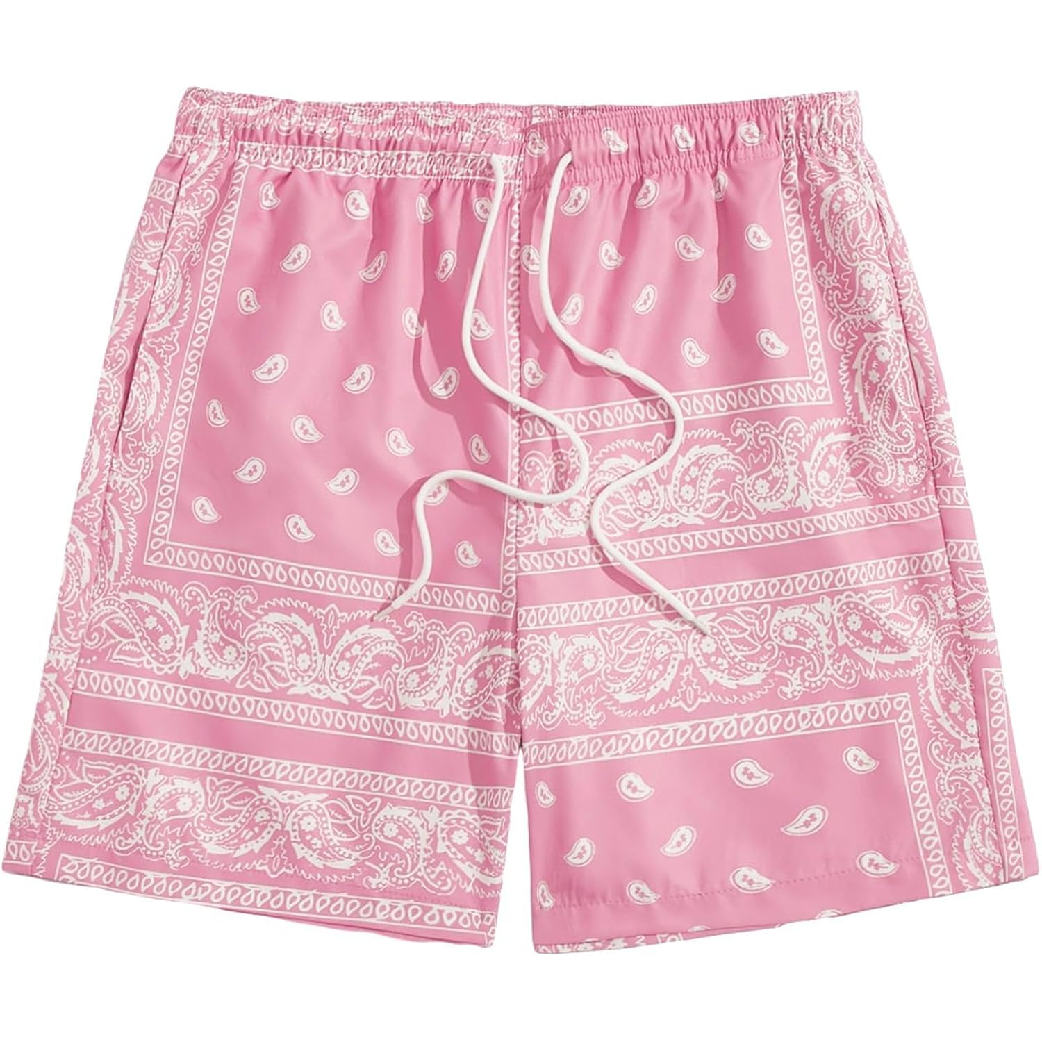 Floerns Men'S Boho Paisley Graphic Print Drawstring Waist Essentials Summer Bandana Shorts With Pocket