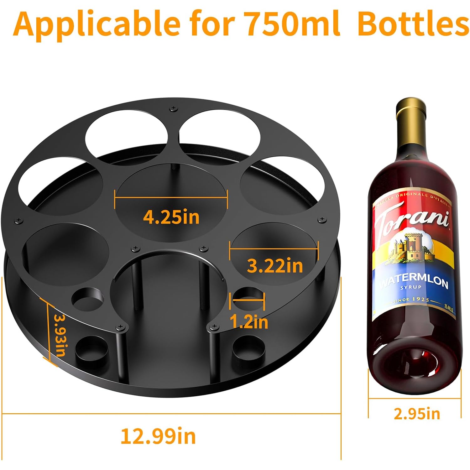 Coffee Syrup Organizer For 8 Bottles, Rotating Coffee Syrup Holder | Storage For Syrup Bottles, Cup And Lid, Stirrers, Wine Display, Syrup Rack Stand For Home, Kitchen, Coffee Bar Organizer