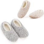 Cozylook 2-Pair Slipper Socks For Women Non Slip Soft Sole Slippers | Fuzzy Or Knit Uppers, Plush Sherpa Lining, Gripper Dots, Elastic Heel, Warm Indoor Comfort, Gift-Ready Packaging