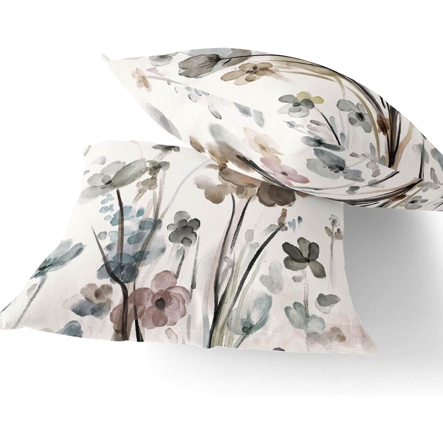 KKVEE Flower Throw Pillow Covers 18x18 Set of 2, Flowers Pillow Cushion Cases, Modern Decorative Square Pillowcases for Sofa Couch Bedroom Living Room Car