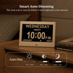 2025 New, Digital Clocks, 7'' Dementia Clock With Date And Time For Elderly, Auto-Dimming, 12 Reminders & 6 Alarms, Button & Remote Control, Auto Dst, Digital Calendar For Seniors Large Display