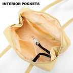 Fastfairy Slouchy Lightweight Bowler Bag: East-West Design With Charm Loop - Everyday Use Outings
