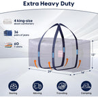 6 Pack Moving Bags Heavy Duty 210Gsm With Full-Open Side Zipper, 93L 220Lbs Waterproof Foldable Storage Totes For College Dorm Move-In, Moving Boxes Alternative & Home Organization, Blue
