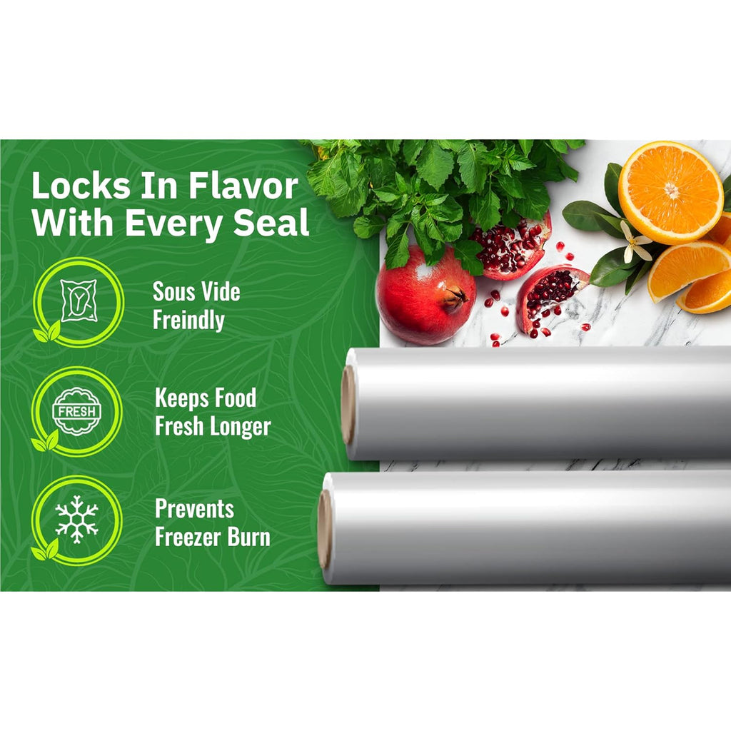 EverFresh 11" x 25' Vacuum Sealer Rolls, 4 Pack | 15% THICKER Embossing | Compatible with FoodSaver Machines, BPA Free, Commercial Grade Food Sealer Bags