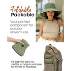 Sun Hats for Women Gardening Hat Wide Brim Ponytail Beach Sun Protection Breathable Cotton Summer Hat with Fold-Up Brim