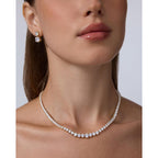 PAVOI 14K Gold Plated Graduated Tennis Necklaces for Women - Cubic Zirconia Tennis Necklace for Brides & Bridesmaids - Simulated Diamond Chain Trendy Wedding Jewelry