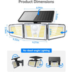 Kooper Solar Flood Lights, 210 Led Motion Sensor Outdoor Lights, Solar Motion Lights Outdoor Waterproof, 3 Heads 300° Wide Angle Outdoor Security Lights For Yard Patio Garage Entryways, 2 Pack, Black