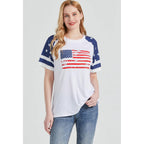 Patriotic Shirts for Women 4th of July T Shirts American Flag Graphic Tees Tops Raglan Short Sleeve Fourth of July Outfits