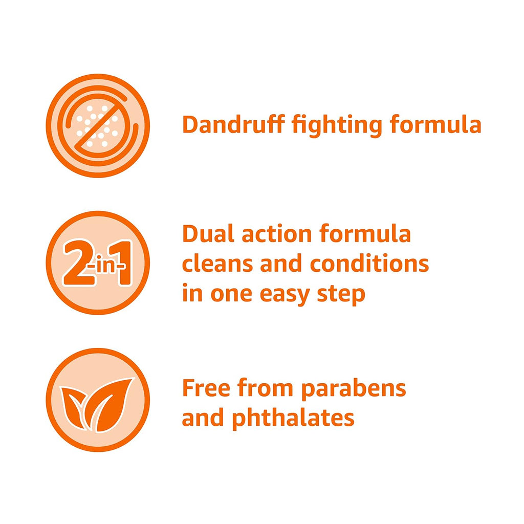 Amazon Basics 2-In-1 Anti-Dandruff Shampoo & Conditioner, Itch Relief, Safe For All Hair Types, Paraben-Free, Gentle And Ph Balanced, 12.5 Fluid Ounces, 1-Pack (Previously Solimo)