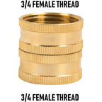 Hourleey Garden Hose Adapter, 3/4 Inch Solid Brass Hose Connectors, 2 Pack Hose Connector With 2 Extra Washers (Female To Female)