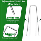 50 Pack Landscape Staples 4 Inch Garden Stakes Galvanized Garden Staples Pins Anti-Rust Ground Stakes For Weed Barrier, Irrigation Tubing, Landscaping Fabric, Yard Lawn