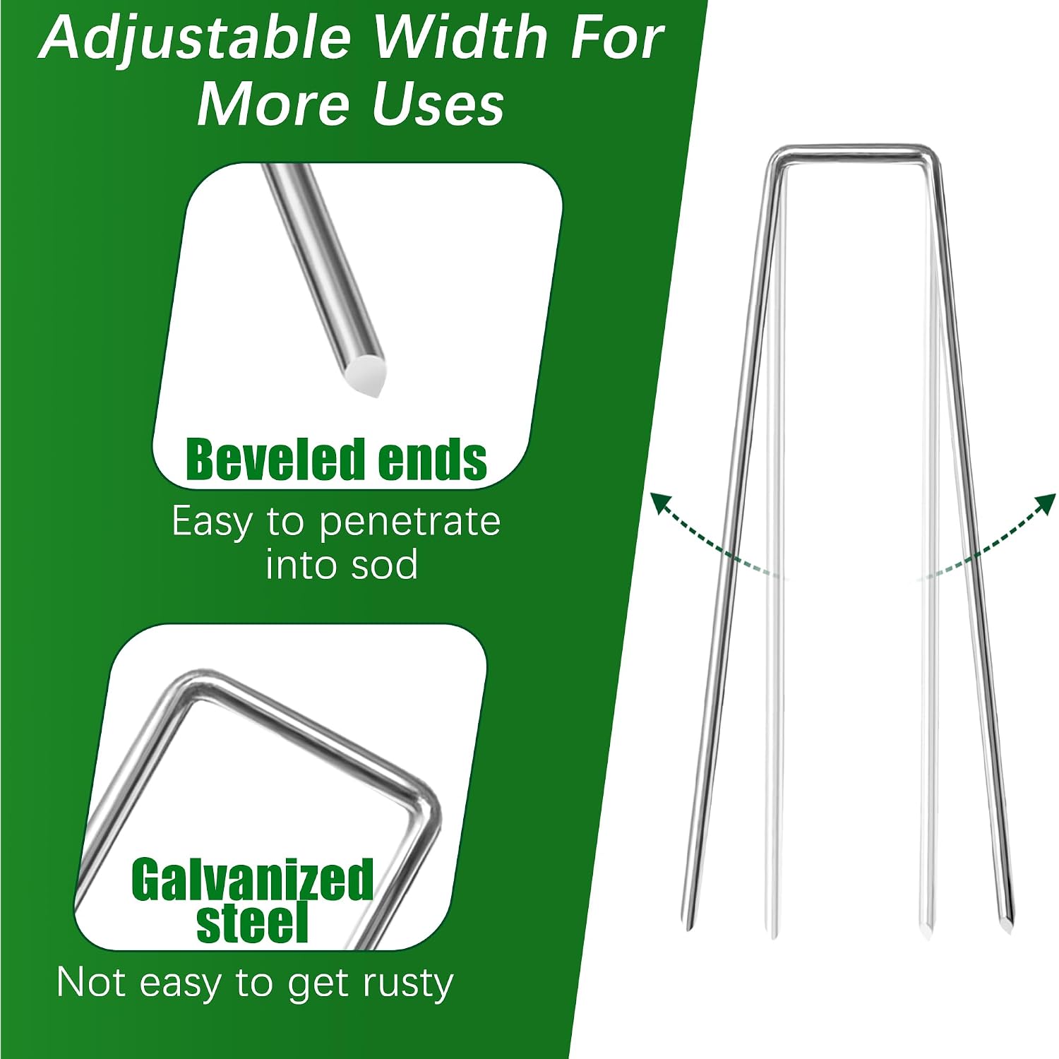 50 Pack Landscape Staples 4 Inch Garden Stakes Galvanized Garden Staples Pins Anti-Rust Ground Stakes For Weed Barrier, Irrigation Tubing, Landscaping Fabric, Yard Lawn