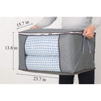 3Pcs Zippered Storage Bag For Closet King Comforter, Pillow, Quilt, Bedding, Clothes, Blanket Organizers With Large Clear Window & Carry Handles Space Saver