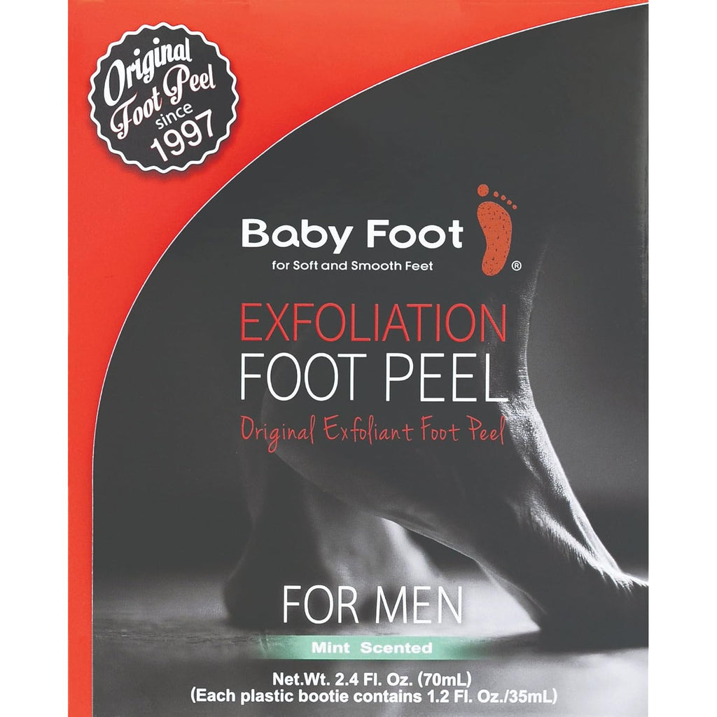 Baby Foot - Original Foot Peel Exfoliator For Men - Foot Peel Mask - Repair Rough Dry Cracked Feet and remove Dead Skin, Repair Heels and enjoy Baby Soft Smooth Feet 2.7 Fl. Oz. Mint Scented Pair