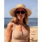 FURTALK Womens Wide Brim Sun Hat with Wind Lanyard UPF Summer Straw Sun Hats for Women