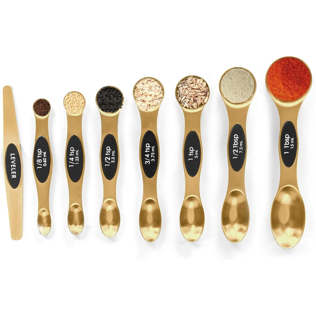 Magnetic Measuring Spoons Set Stainless Steel With Leveler, Stackable Metal Tablespoon Measure Spoon For Baking, Measuring Cups And Spoon Set Kitchen Gadgets Apartment Essentials Fits In Spice Jars