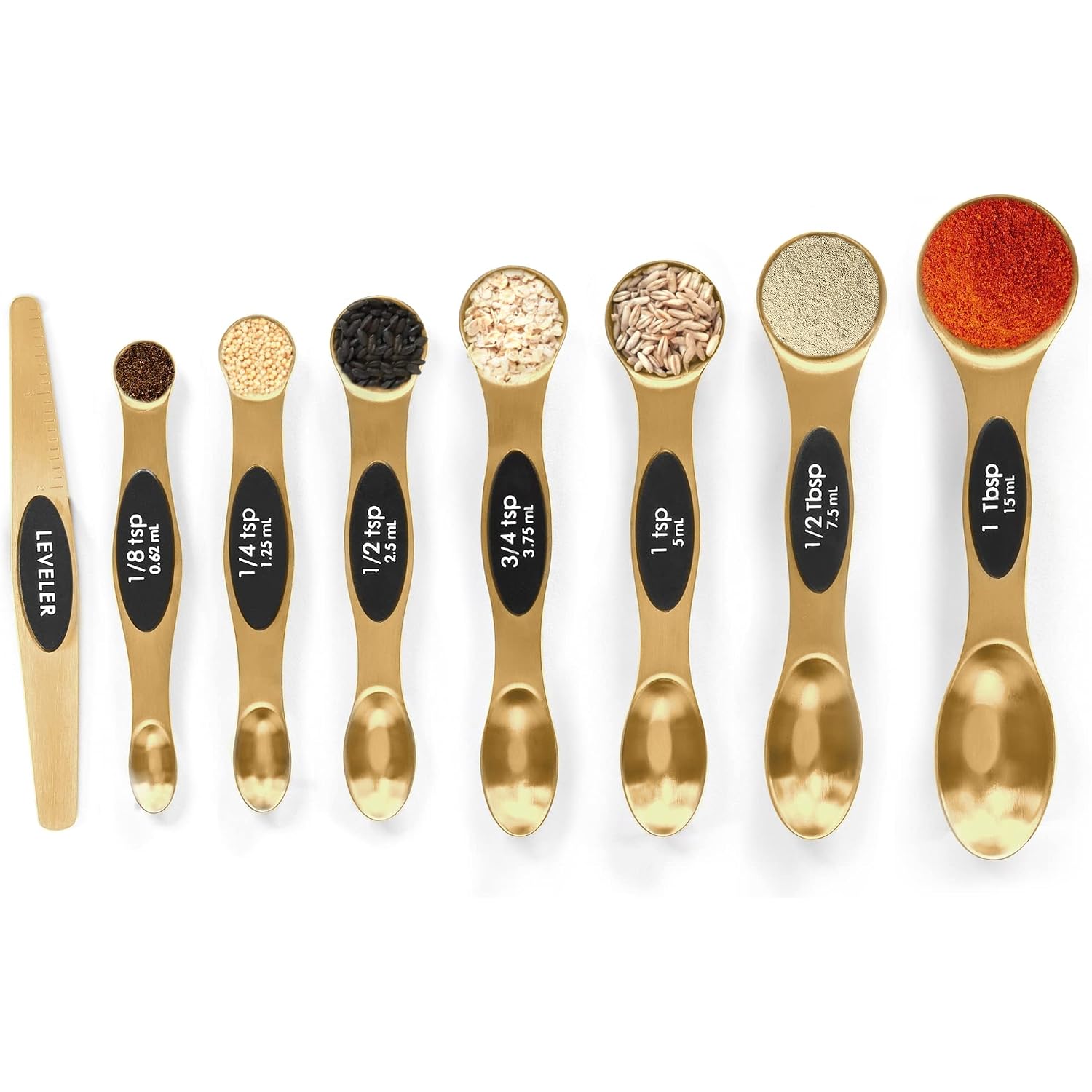 Magnetic Measuring Spoons Set Stainless Steel With Leveler, Stackable Metal Tablespoon Measure Spoon For Baking, Measuring Cups And Spoon Set Kitchen Gadgets Apartment Essentials Fits In Spice Jars