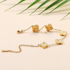 AIPPK 18K Gold Plated Clover Bracelet Dupes Gold Danity Bracelet for Women Flower Four Leaf Bracelets Lucky Jewelry Gifts for Women