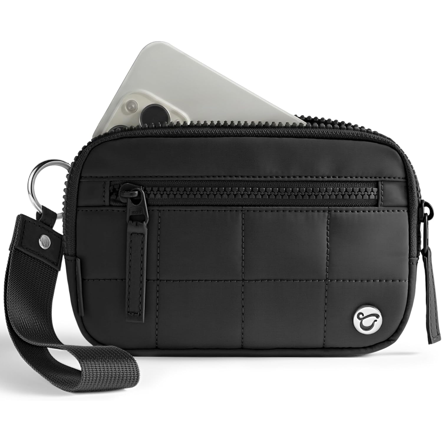 Womens Wallet Card Holder Purse With Zipper Quilted Phone Wallet Rfid Blocking Small Wristlet Wallets For Everyday, Travel (Black)