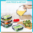 Skroam 10 Pack Glass Meal Prep Containers, 22 OZ Glass Airtight Food Storage Containers with Lids, Pantry Kitchen Storage Containers for Lunch, Food Storage, Meal Prep, Lunch Bento Boxes