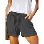 Womens Shorts Drawstring Dressy Casual Elastic Waist Trendy Summer Athletic Comfy Ladies Cotton Shorts with Pockets