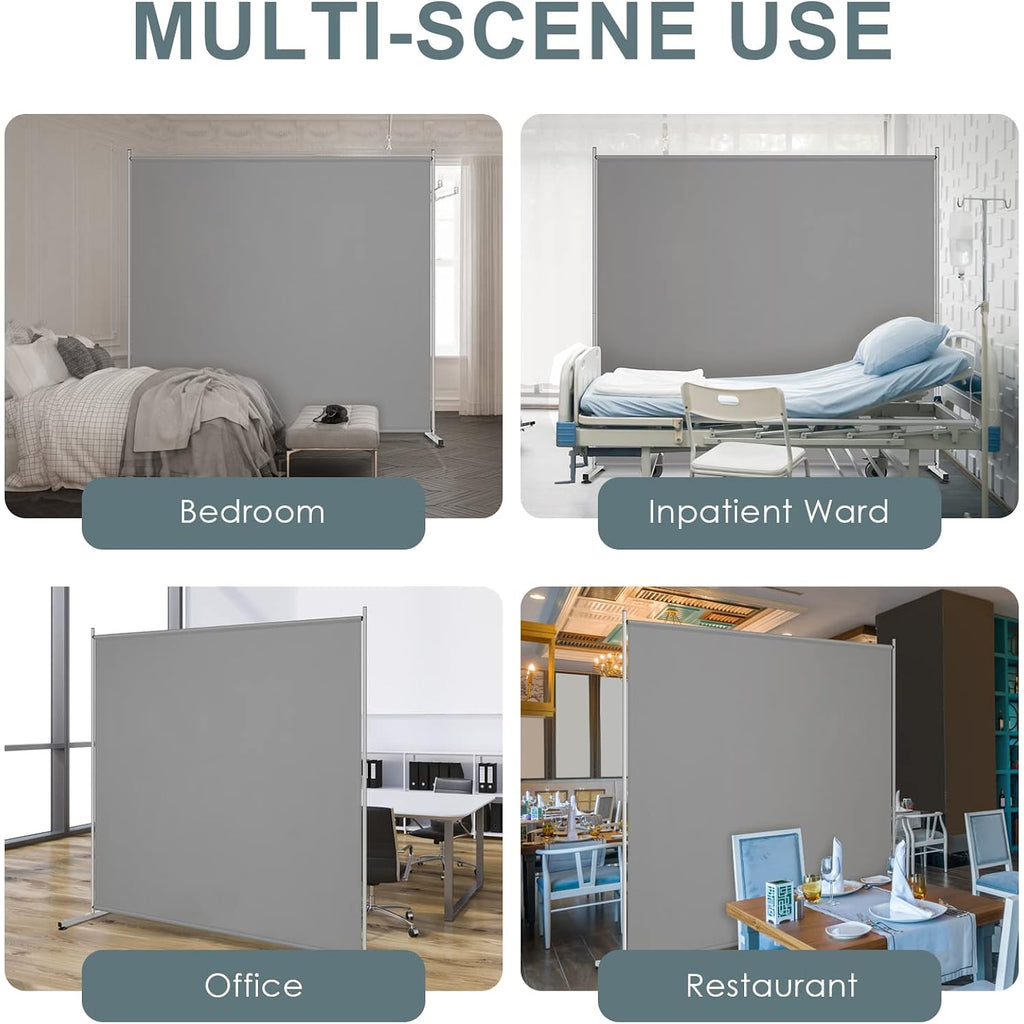 Rantila Single Large Panel Room Divider, Privacy Screen For Office, Partition Separators, Freestanding Divider 71''W X 69.5''H, Grey